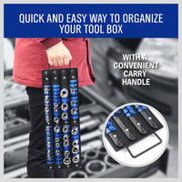 80 Socket Storage Rail Mixed Organizer Rack Holder Ball Locking 1/4" 3/8" 1/2" Kings Warehouse 