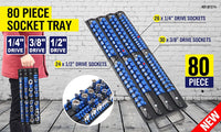 80 Socket Storage Rail Mixed Organizer Rack Holder Ball Locking 1/4" 3/8" 1/2" Kings Warehouse 