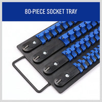80 Socket Storage Rail Mixed Organizer Rack Holder Ball Locking 1/4" 3/8" 1/2" Kings Warehouse 
