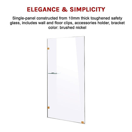 800 x 2000mm Frameless 10mm Safety Glass Shower Screen Kings Warehouse 