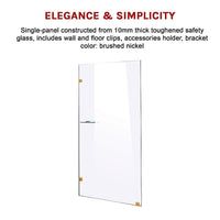 800 x 2100mm Frameless 10mm Safety Glass Shower Screen Kings Warehouse 