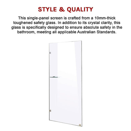 800 x 2100mm Frameless 10mm Safety Glass Shower Screen Kings Warehouse 