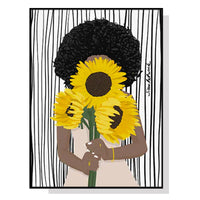 80cmx120cm African Woman Sunflower Black Frame Canvas Wall Art Kings Warehouse 