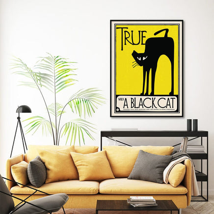 80cmx120cm Black Cat Black Frame Canvas Wall Art Kings Warehouse 