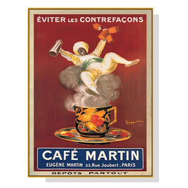 80cmx120cm Cafe Martin Gold Frame Canvas Wall Art KingsWarehouse 