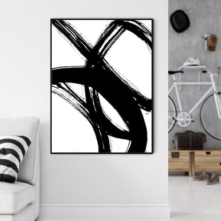 80cmx120cm Minimalist Black Artwork Black Frame Canvas Wall Art Kings Warehouse 