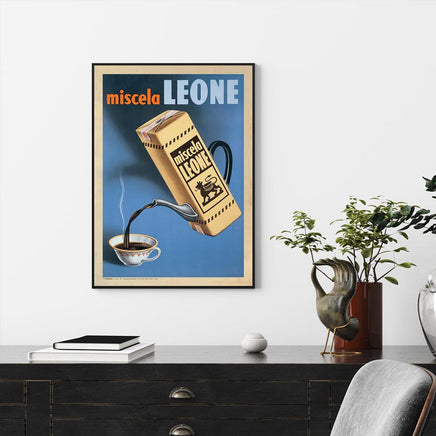80cmx120cm Miscela Leone, 1950 Black Frame Canvas Wall Art Kings Warehouse 