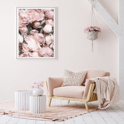 80cmx120cm Peony White Frame Canvas Wall Art Kings Warehouse 