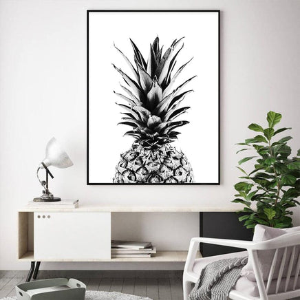 80cmx120cm Pineapple Black Frame Canvas Wall Art Kings Warehouse 