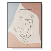 80cmx120cm Woman Reading Book Black Frame Canvas Wall Art Kings Warehouse 