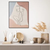 80cmx120cm Woman Reading Book Black Frame Canvas Wall Art Kings Warehouse 