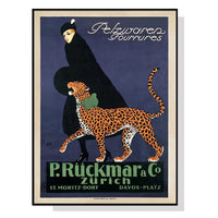 80cmx120cm Woman Walking Leopard Vintage Black Frame Canvas Wall Art Kings Warehouse 