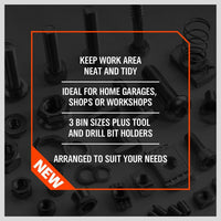 86Pc Wall Mounted Parts Storage Bins Tool Holder Rack Workshop Organiser Kings Warehouse 