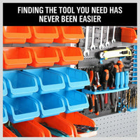 86Pc Wall Mounted Parts Storage Bins Tool Holder Rack Workshop Organiser Kings Warehouse 