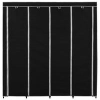 Wardrobe with 4 Compartments Black 175x45x170 cm