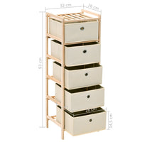 Storage Racks with 5 Fabric Baskets 2 pcs Beige Cedar Wood