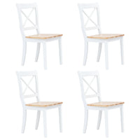 5 Piece Dining Set Solid Rubber Wood White and Brown