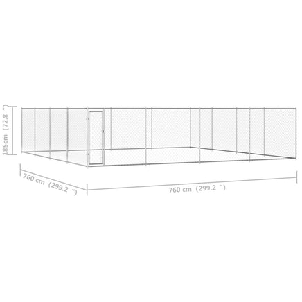 Outdoor Dog Kennel Galvanised Steel 760x760x185 cm