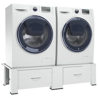 Double Washing and Drying Machine Pedestal with Drawers White