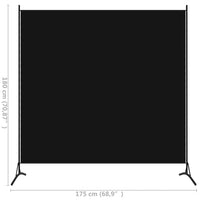 Room Divider Black 175x180 cm Fabric