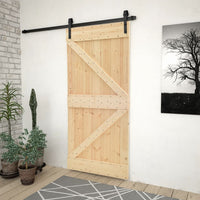 Sliding Door with Hardware Set 80x210 cm Solid Pine Wood