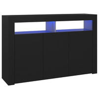 Sideboard with LED Lights Black 115.5x30x75 cm