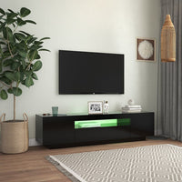 TV Cabinet with LED Lights Black 160x35x40 cm