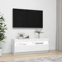 TV Cabinet with LED Lights White 100x35x40 cm