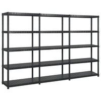 Storage Shelf 5-Tier Black 255x40x185 cm Plastic