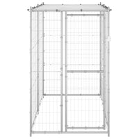 Outdoor Dog Kennel Galvanised Steel with Roof 110x220x180 cm