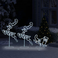 Acrylic Christmas Flying Reindeer&Sleigh 260x21x87cm Cold White