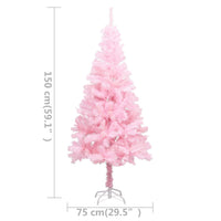 Artificial Pre-lit Christmas Tree with Stand Pink 150 cm PVC