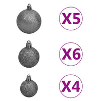 Upside-down Artificial Pre-lit Christmas Tree with Ball Set 180 cm