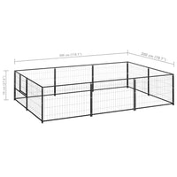 Dog Kennel Black 6 m² Steel