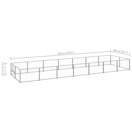 Dog Kennel Silver 14 m² Steel