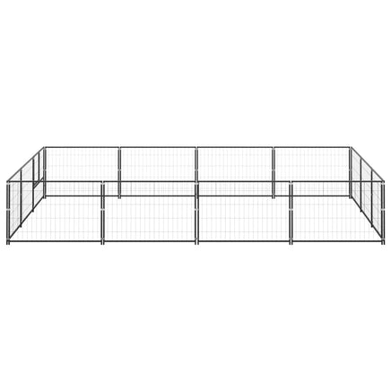Dog Kennel Black 12 m² Steel