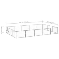 Dog Kennel Silver 15 m² Steel