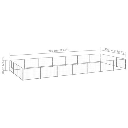 Dog Kennel Silver 21 m² Steel