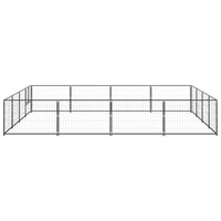 Dog Kennel Black 16 m² Steel