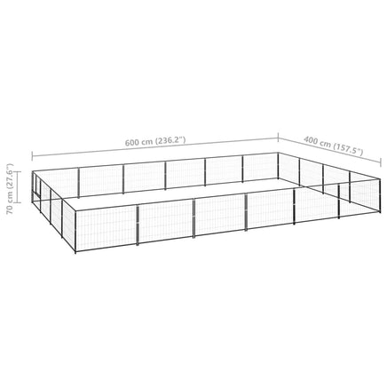 Dog Kennel Black 24 m² Steel