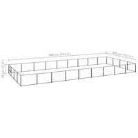 Dog Kennel Black 36 m² Steel