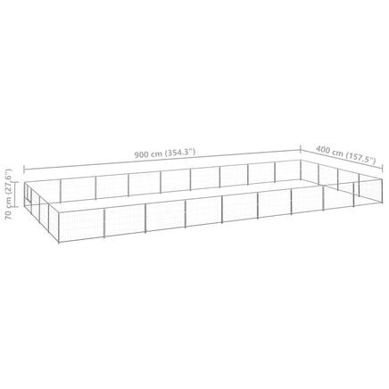 Dog Kennel Silver 36 m² Steel