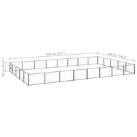 Dog Kennel Black 40 m² Steel