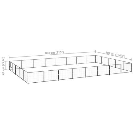 Dog Kennel Black 40 m² Steel
