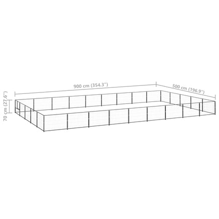 Dog Kennel Black 45 m² Steel