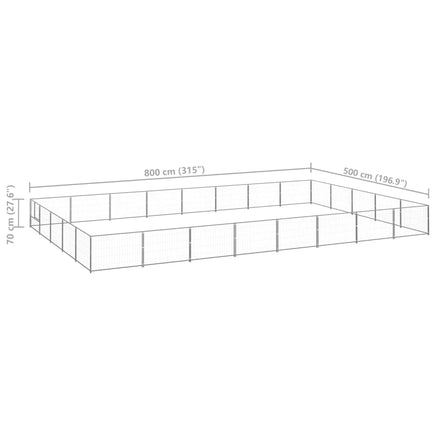 Dog Kennel Silver 40 m² Steel