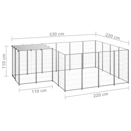 Dog Kennel Silver 6.05 m² Steel