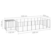 Dog Kennel Silver 10.89 m² Steel