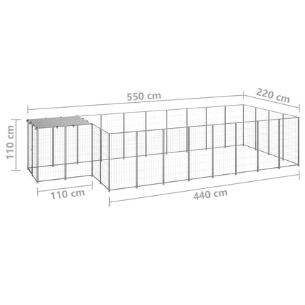 Dog Kennel Silver 10.89 m² Steel