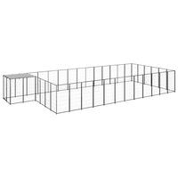 Dog Kennel Black 22.99 m² Steel